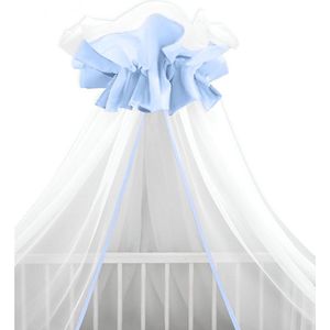 Babybam Hemeltje Tule Wit-Blauw - Bedhemel - Baby Klamboe - Baby Sluier voor Ledikanten en Wieg - 100% Katoen