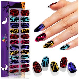 EBANKU 24pcs Semi-Hardening Gel Nail Strips,Halloween Y2K Gel Nail Strips,Nail Sticker Easy Bring Salon Quality Manicure Nail Art Stickers Nail File Nail Sticker (Queen's Cracks Scepter)
