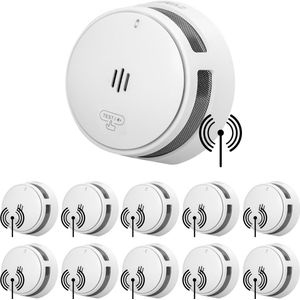 SAVS S10-W Draadloos koppelbare rookmelder - 10 Rookmelders - LinkSmart® - 10 jaar batterij - Optioneel WiFi - Infrarood sensor - Koppelbaar brandalarm