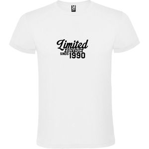 Wit T-Shirt met “Limited sinds 1990 “ Afbeelding Zwart Size XL