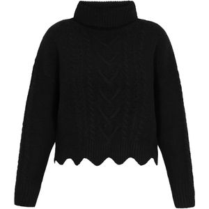 MYMO - Trui - Zwart - Effen - Losse Pasvorm - Extra Lange Mouwen