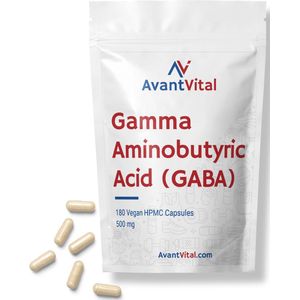 GABA - Gamma Aminobutyric Acid - 500 mg - 180 Vegan Capsules - AvantVital - Aminozuursupplement - Voedingssupplementen