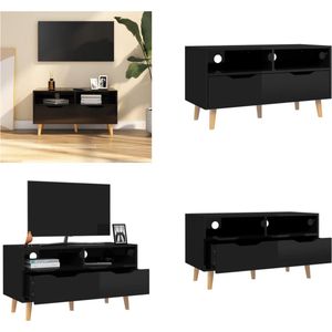 vidaXL Tv-meubel 90x40x48-5 cm spaanplaat hoogglans zwart - Tv-kast - Tv-kasten - Tv-standaard - Tv-standaarden