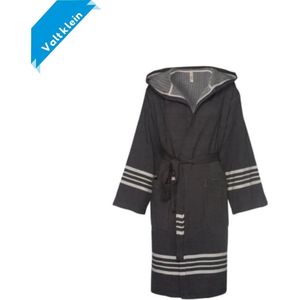 Lalay - Hamam Badjas Sun - black - XXL - dames badjas - sauna badjas - korte badjas - badjas met capuchon - dunne badjas