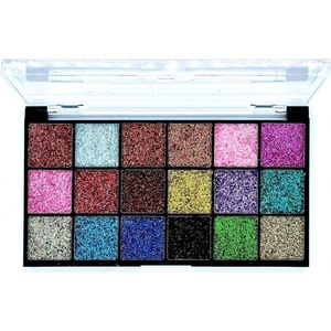 D'Donna - Glitter Oogschaduw - Glitter Palette - Pressed Glitter - 18 Tinten Goud - Roze - Zilver - Blauw - Groen - Paars - Bruin - Rood - Zwart - 1 Doos 14,5 x 8 cm