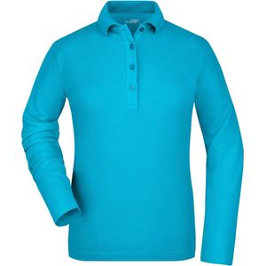 Turquoise stretch poloshirt voor dames XL