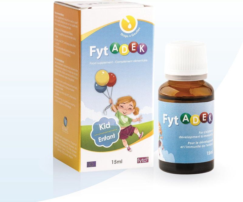 FytADEK Multivitaminen Kinderen | Groei, Immuniteit & Botgezondheid | A, D3, E, K - Vegan - 15 ml