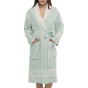 Gevoerde Hamam Badjas Krem Sultan Mint - M - Hotelkwaliteit - Sjaalkraag - Luxe badjas - Badstof - Sauna Badjas - Ochtendjas - Badmantel