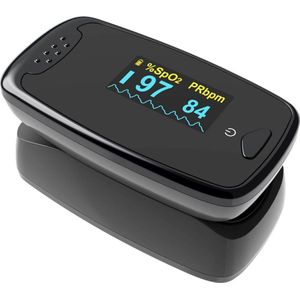 White-label® Saturatiemeter Zuurstofmeter Vinger - Hartslagmeter - Bloeddrukmeters - Zwart