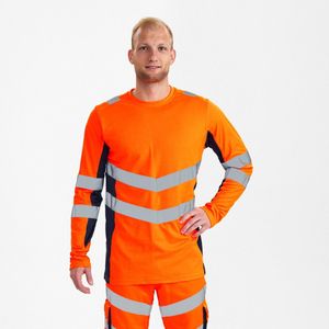 Engel - Safety T-shirt - Hi-vis Orange / Blue Ink - Lange Mouwen - EN ISO 20471 Klasse 2