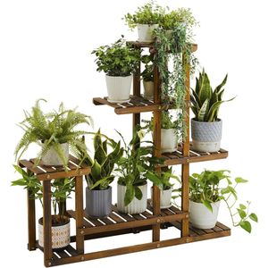 Houten Plantenrek 97 x 96 cm - Bloemenstandaard voor Binnen en Buiten