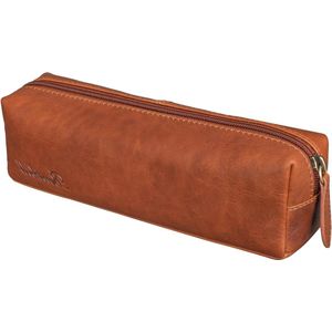 Pencil case leather - vintage pencil case for pens - pencil case for school/university - small leather case folder - cosmetic bag Brown vintage