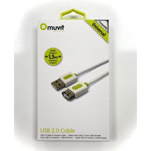 Muvit Male-Female Cable USB 1.5m White/Green (MUUSC0058)