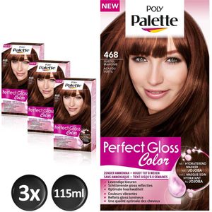 Schwarzkopf Poly Palette Perfect Gloss 468 Subtiel Mahonie Haarverf - 3 stuks - intensieve, natuurlijke kleuren met 100% grijsdekking