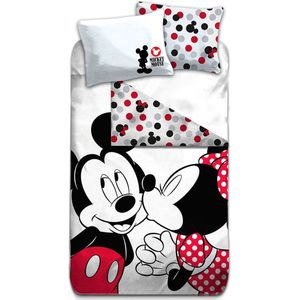 Disney Mickey Mouse Kiss - Dekbedovertrek - Eenpersoons - 140 x 200 cm - Multi