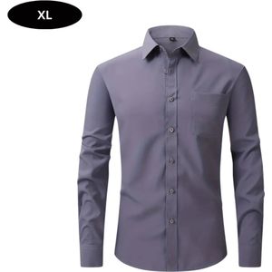 Livano Overhemd Heren - Volwassenen - Lange Mouwen - Strijkvrij - Lange Mouw - Donkergrijs - Maat XL