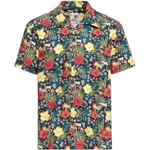 King Kerosin - Tropical Hawaiian Style - Heren Shirt - Zwart - Korte Mouwen