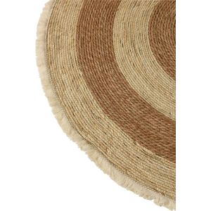 J-Line Kwastjesband mat - vloerkleed - jute - beige/bruin - large - woonaccessoires