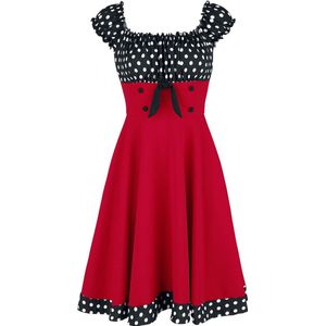 Belsira Swing Dames Medium-lengte jurk - zwart/rood/wit - XS