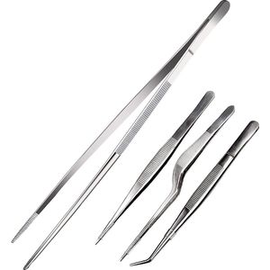 SKJØNE Keukenpincetten - Set van 4 stuks - 30 cm - 16 cm - Vleespincet - Keukentang - Kookpincet - Pincet Modelbouw - Serveerpincet - Keukenpincet 30 cm - Pincet koken - Pincet Hobby - Roestvrij Staal