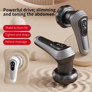 Zwarte fascia massager, full-body massager, kan worden gebruikt om de huid te verstevigen. Het is uitgerust met vijf vervangbare massagekoppen om aan verschillende massag behoeften te voldoen, met 9 niveaus van intensiteitsregeling.