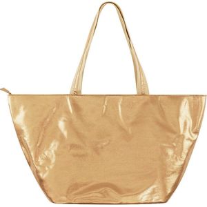 Shopper XXL grote tas metallic schoudertas goud kleur