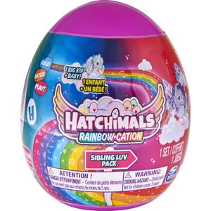 Hatchimals CollEGGtibles Rainbow-cation - Sibling Luv Pakket met 1 groot kind 1 baby en een stoffen dekentje - stijl kan verschillen