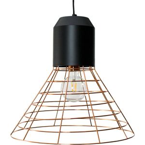 Groenovatie Metalen Hanglamp Cage - E27 Fitting - Koper - Zwart - Ø45 x 40 cm
