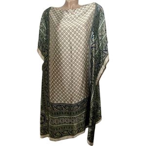 Kaftan -Tuniek - Jurk - Satijn van Viscose - Zijde Onesize 38-48 groen
