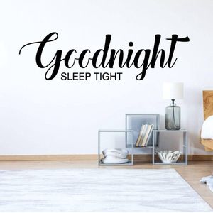 Slaapkamer Sticker Goodnight Sleep Tight - Lichtbruin - 160 x 45 cm - slaapkamer alle
