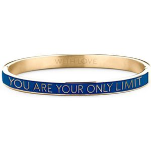 Key Moments 8KM BC0013 Stalen Bangle met Tekst - You Are Your Only Limit - One-size - Goudkleurig / Donkerblauw