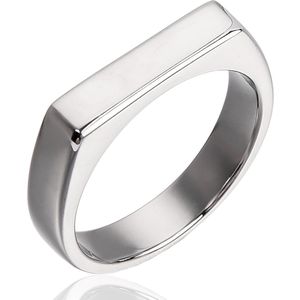 Smalle Zegelring Zilver Kleurig - Staal - Cadeau voor Man - Mannen Cadeautjes Accesoires