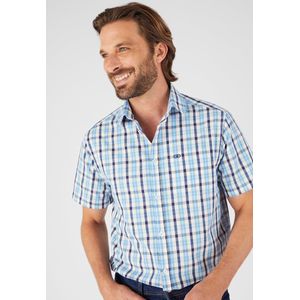 Damart - Geruit overhemd in popeline van zuiver katoen - Heren - Blauw - 39/40