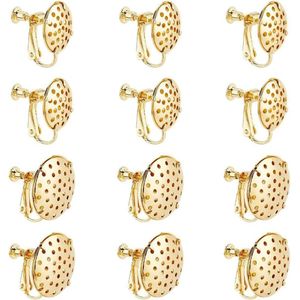 Messing Clip-on Oorbel Haken 12 Stuks 2 Maten - Platte Ronde Base Bevindingen
