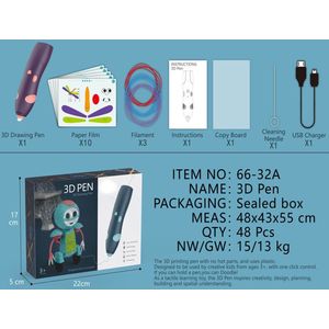 [Versie voor lage temperaturen] 3D-printpen zonder verbranding, draadloze 3D-tekenpen voor kinderen - paars