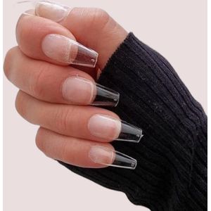Gel Tips Nail Extension Full Cover medium Coffin False Tips pre shaped nails nepnagels 240ps Fake nails- plaknagels met lijm - Nageltips Transparant / Clear Tips + Nagelvijl + Nagellijm.