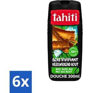 Tahiti - Douchegel - Verkwikkend Bio Hout - 100% Vegan - 300 ml - Voordeelverpakking - 6 stuks