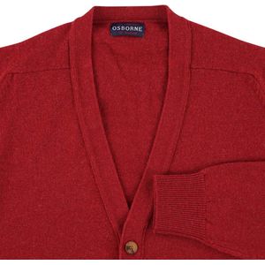 Osborne Knitwear Cardigan met knopen - Lamswol - Poppy Melange - XL