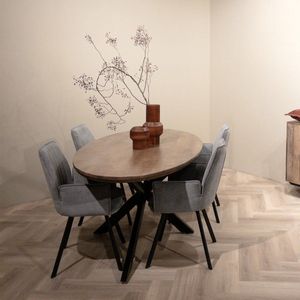 Livingfurn - Eetkamertafel Jesper Oval 240 cm - Mangohout / Gecoat Staal