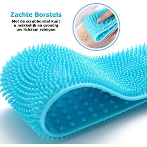 Rugborstel Rug Scrubber Borstel Massageborstel Bad Douche Inclusief Ophanghaak - Lichtblauw - Cadeau man en vrouw