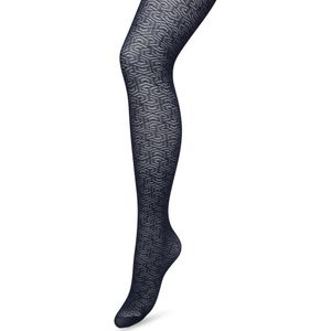 Bonnie Doon Grafische Panty 40 Denier Donker Blauw Dames maat S/M - Grafisch - Print - Gladde Naden - Maximaal Draagcomfort - Chique Panty - Feestelijk - Eclectic Tights - Donkerblauw - Navy - BP221911.102