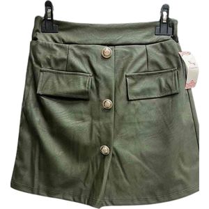 Dilena fashion skort leder button kaki