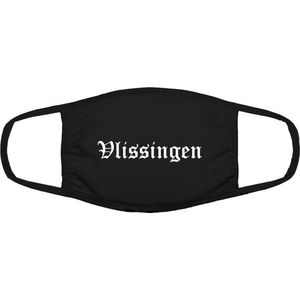 Vlissingen mondkapje | gezichtsmasker | bescherming | bedrukt | logo | Zwart mondmasker van katoen, uitwasbaar & herbruikbaar. Geschikt voor OV