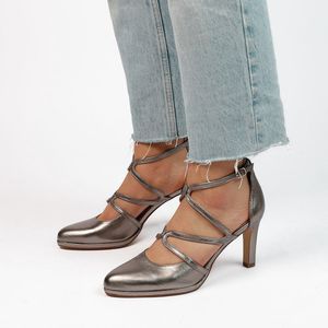 Manfield - Dames - Zilverkleurige Leren Pumps - Metallic - Naaldhak