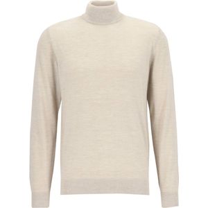 Profuomo - Slim Fit Coltrui - Beige - Heren Trui - 100% Wol
