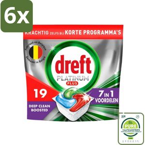 Dreft Platinum Plus - Vaatwascapsules - Deep Clean Boosted - 19 Afwasbeurten - Voordeelverpakking - 6 stuks - Vaatwascapsules - Vaatwasser