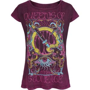Queens Of The Stone Age Neon Sacrilege Dames T-shirt - bordeaux - S