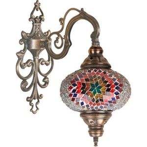Handgemaakte Turkse wandlamp multicolour Oosterse Mozaïek Marokkaanse lamp