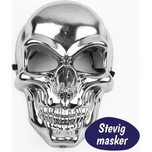 Halloween Masker - Schedel Masker – Chroom Zilver - 1 Stuk - Skelet Verkleedmasker - Skull Doodshoofd - Voor Halloween Kostuum / Costume - Volwassenen - Enge Verkleedkleding Volwassenen