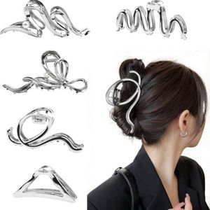 Grote Haarclips - Set van 5 - Zilverkleurige Metaal - Dames - Haaraccessoires - Antislip
